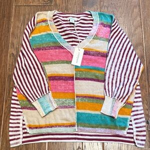 Sundance Multicolor Striped V-Neck Sweater